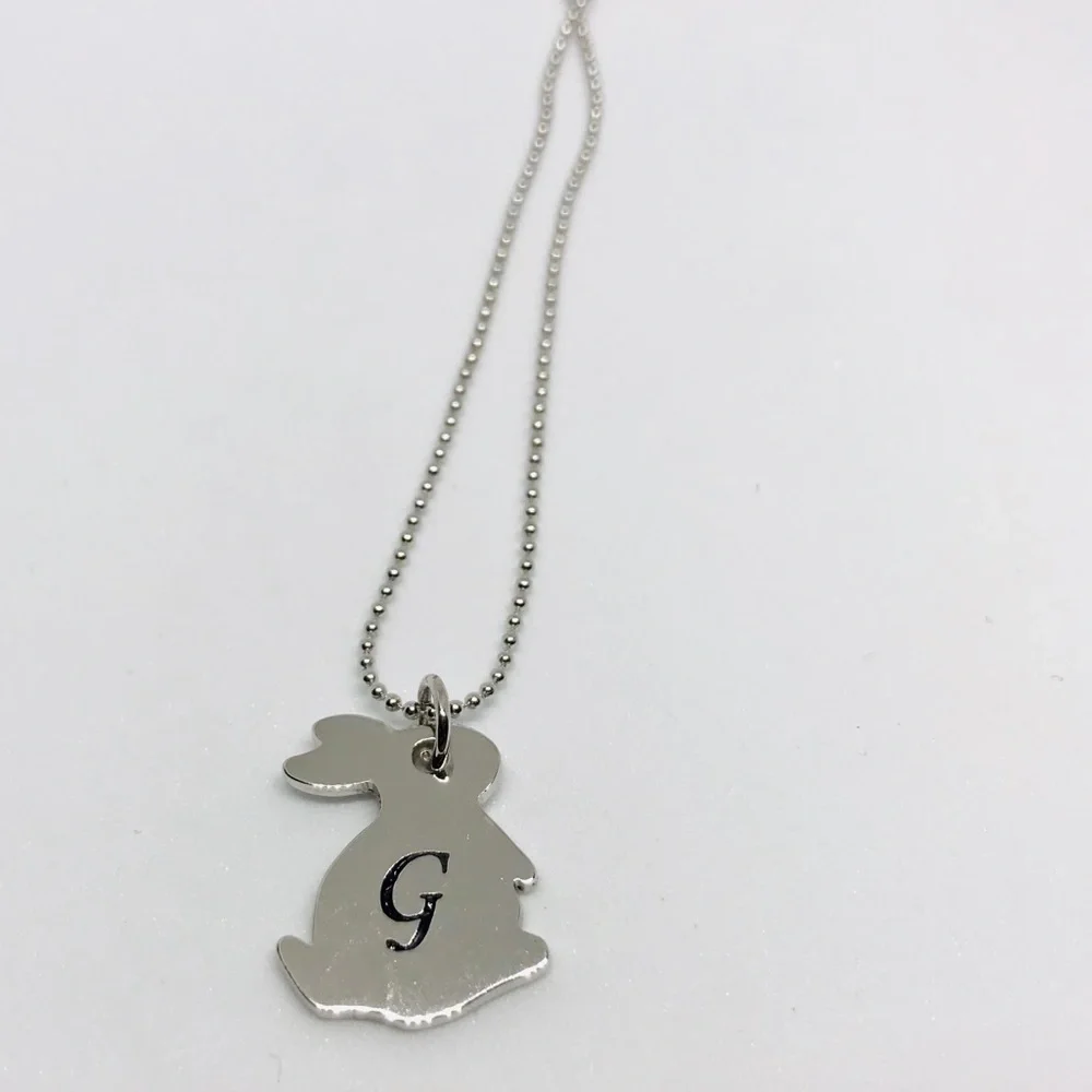 Sterling Silver Personalized Initial Rabbit Necklace